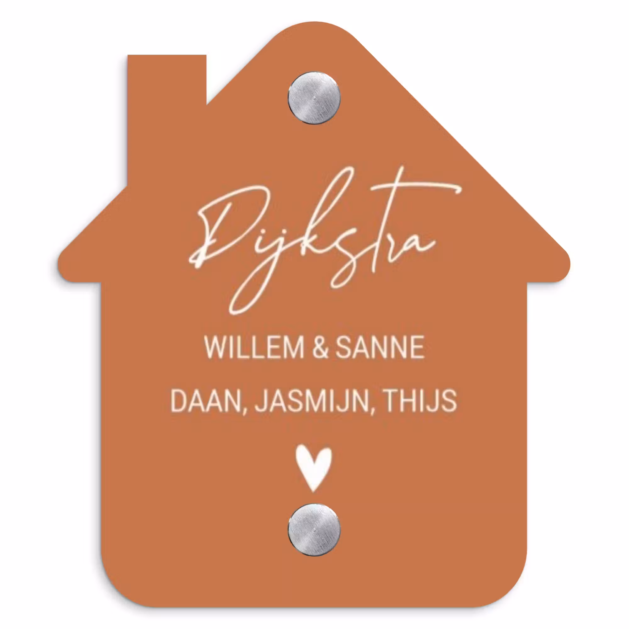 Naambordje voordeur - Huisjesvorm - Terracotta - Sierlijk