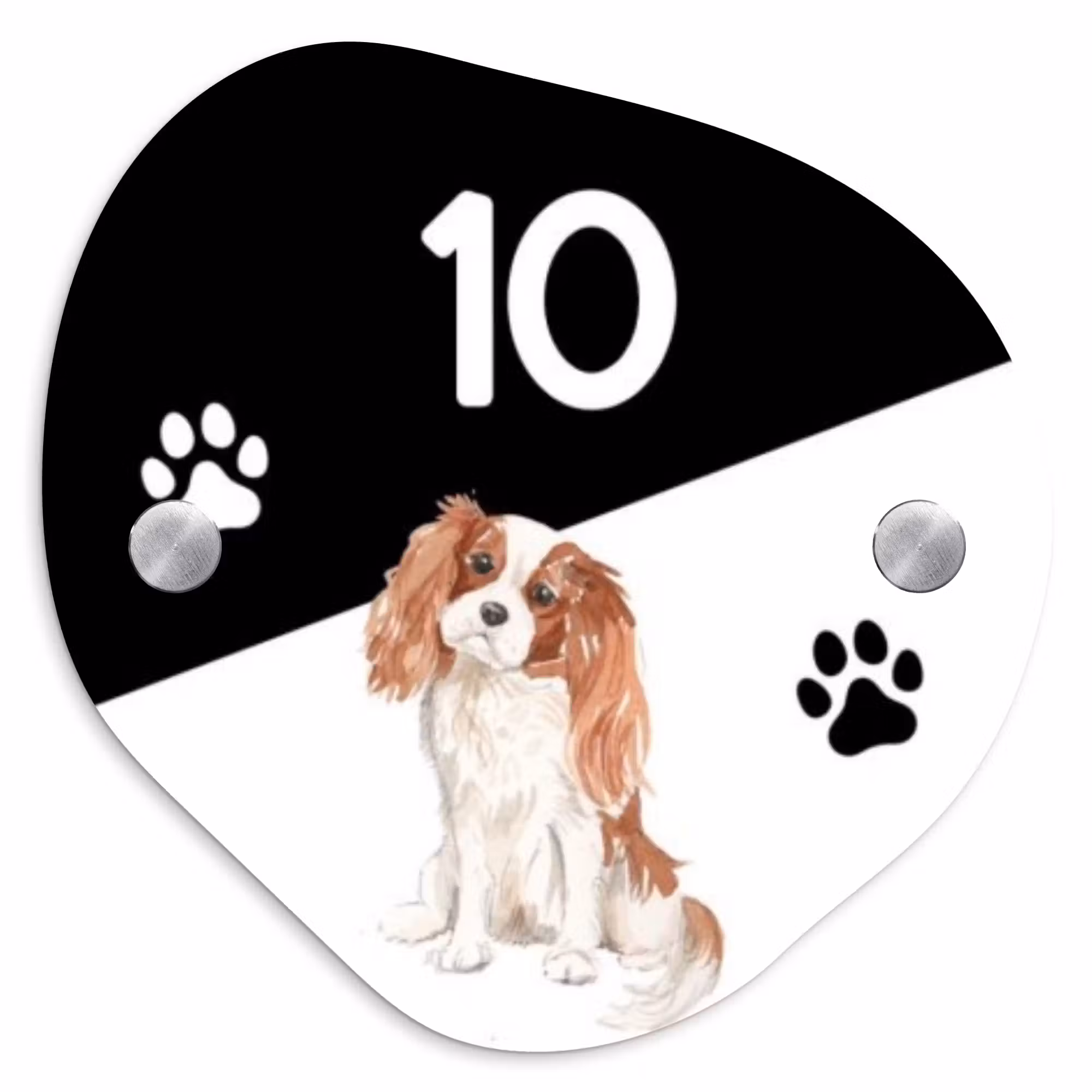 Naambordje voordeur - Organisch - Zwart wit - Huisdier - Cavalier King Charles Spaniël