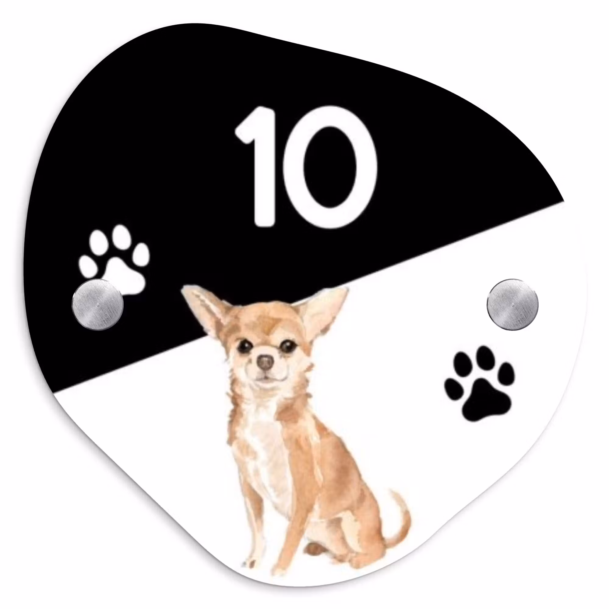 Naambordje voordeur - Organisch - Zwart wit - Huisdier - Chihuahua