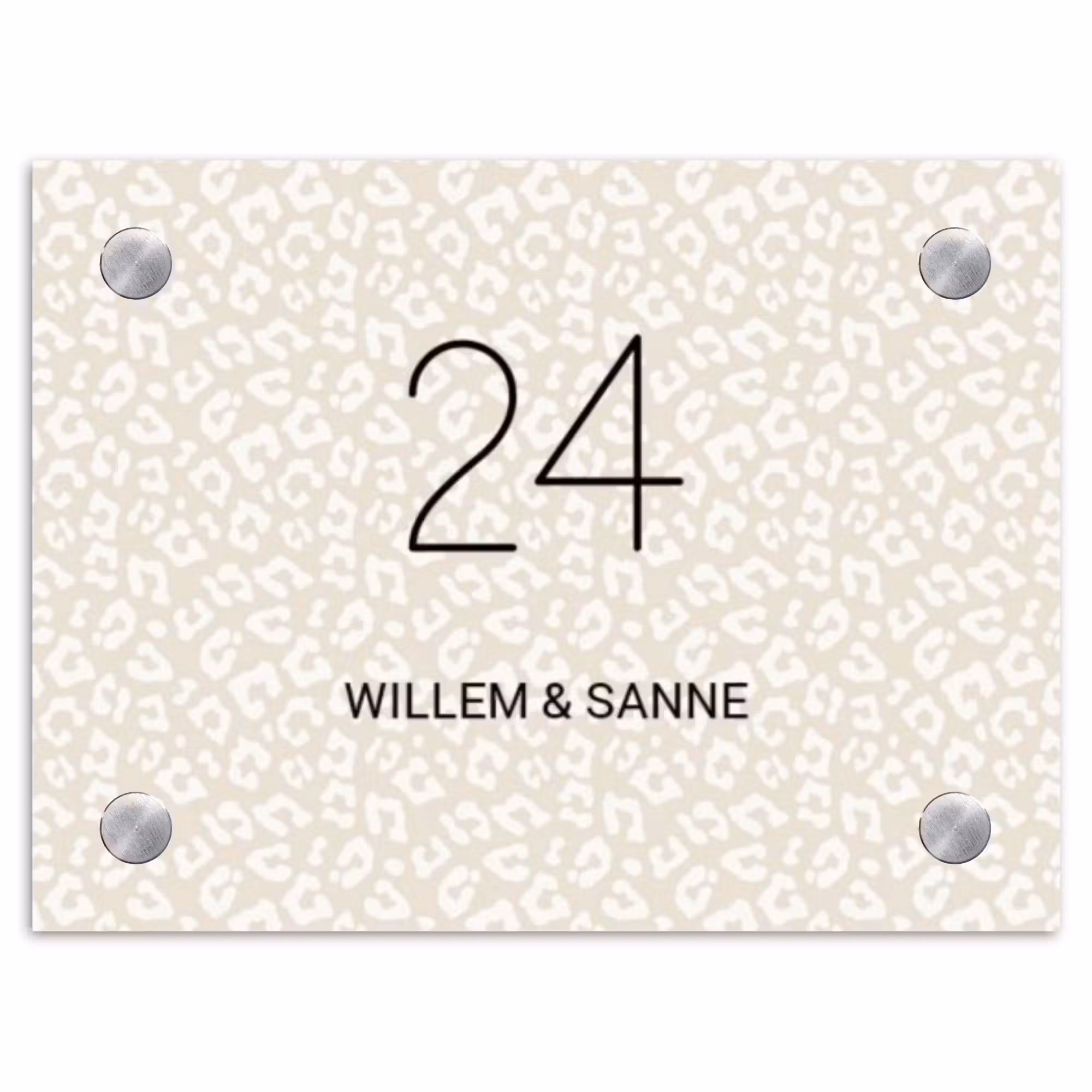 Naambordje voordeur - Rechthoek - Beige panterprint - Klassiek