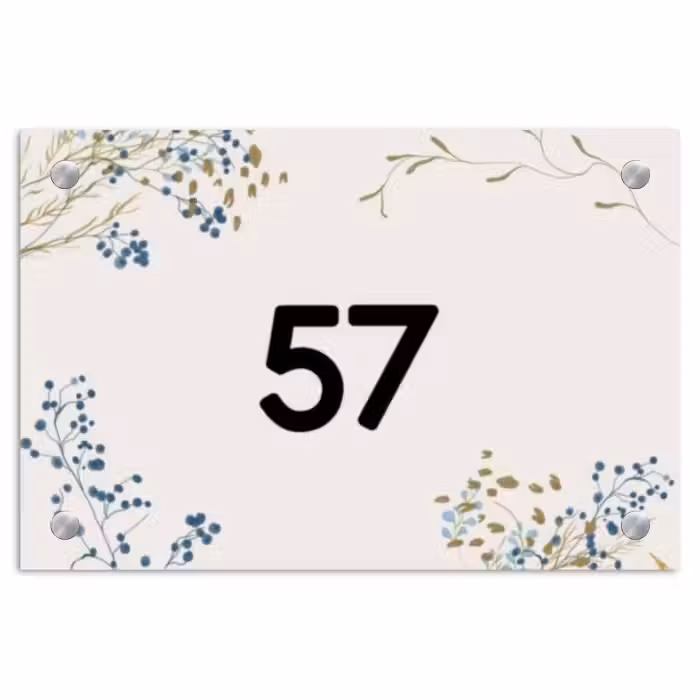 Naambordje voordeur - Rechthoek - Bloemen - Beige - Traditioneel