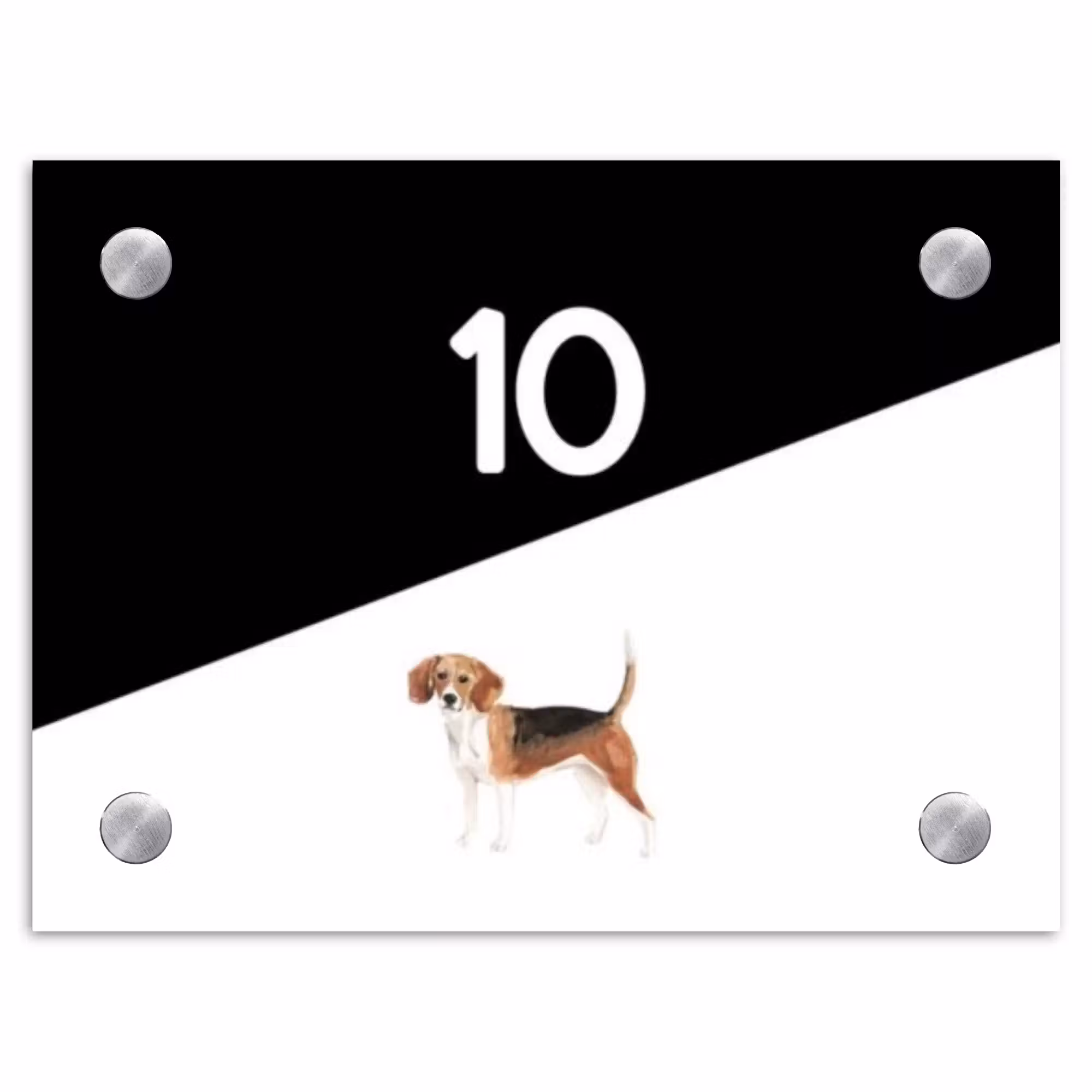 Naambordje voordeur - Rechthoek - Zwart wit - Huisdier - Beagle