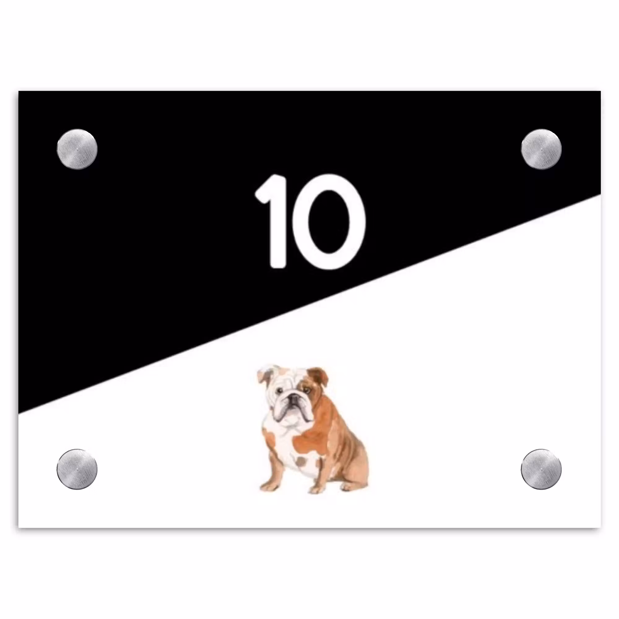 Naambordje voordeur - Rechthoek - Zwart wit - Huisdier - Engelse bulldog