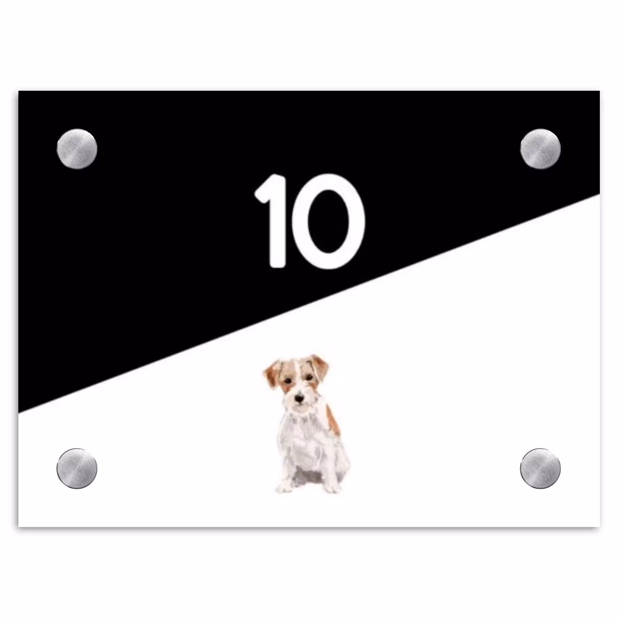 Naambordje voordeur - Rechthoek - Zwart wit - Huisdier - Jack Russel