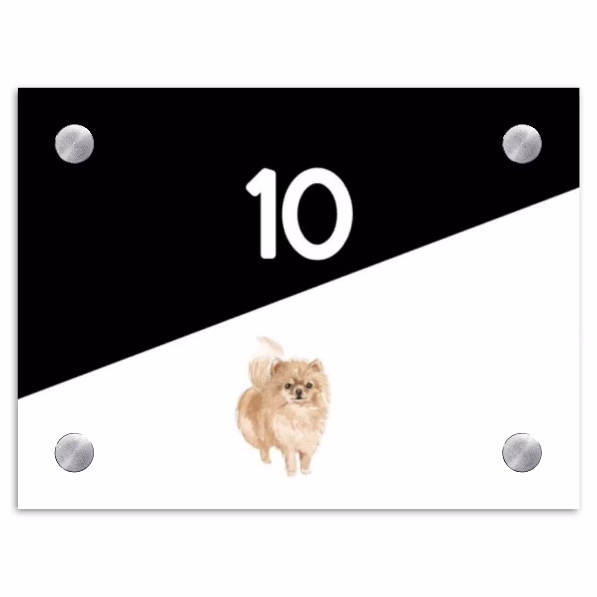 Naambordje voordeur - Rechthoek - Zwart wit - Huisdier - Pomeranian