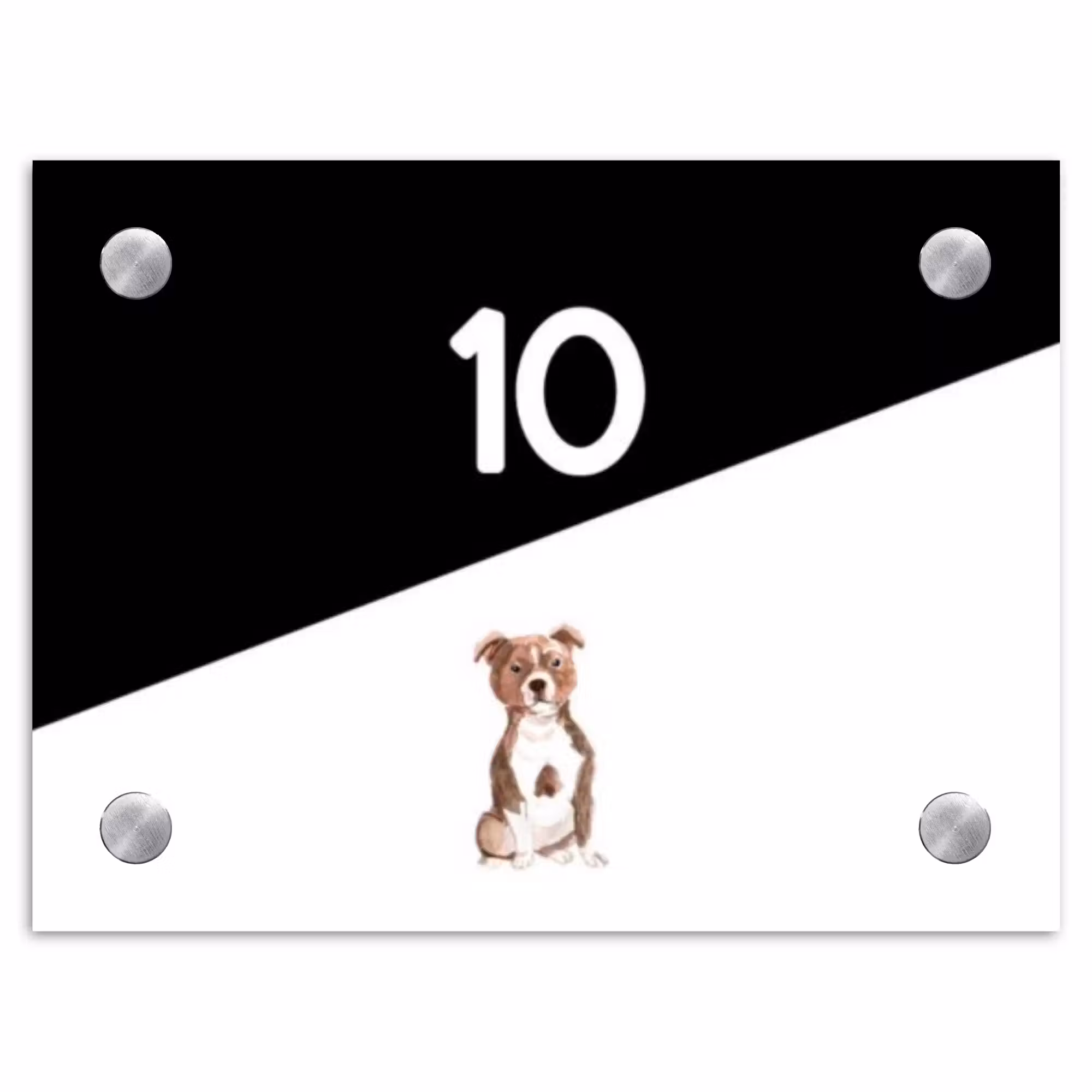 Naambordje voordeur - Rechthoek - Zwart wit - Huisdier - Staffordshire bullterriër