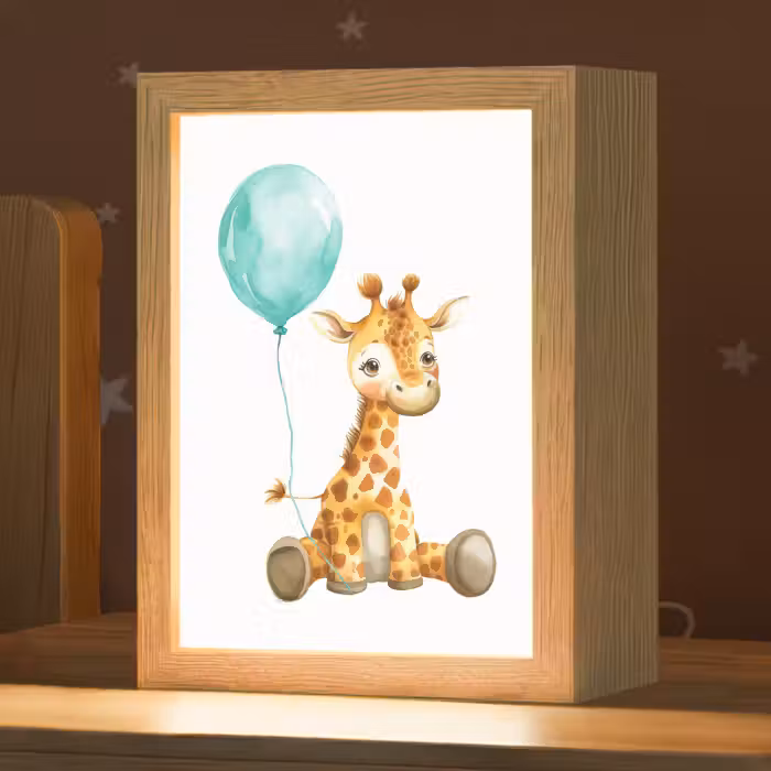 Nachtlampje - Giraf - Baby - Dieren - Blauwe ballon