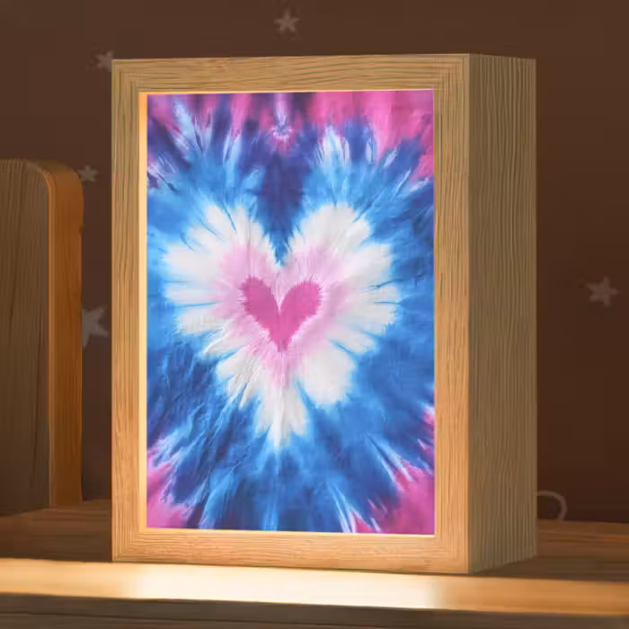 Nachtlampje - Hartvormig - Tie dye - Paars