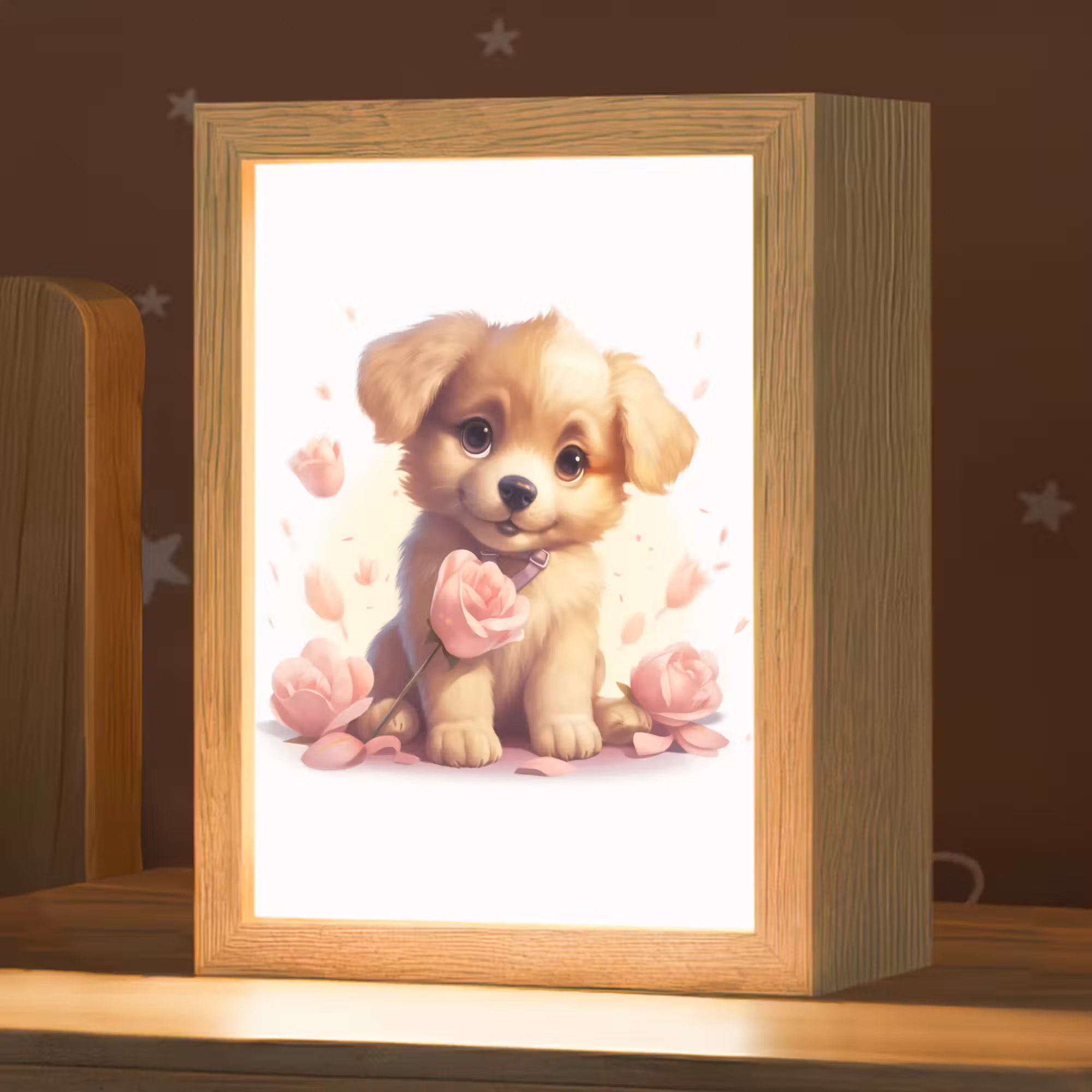 Nachtlampje - Hond - Bloemen - Roze - Meisjes - Kind