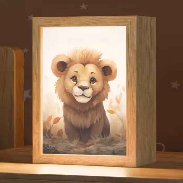 Nachtlampje - Leeuw - Dieren - Kinderen - Bruin - Meisje
