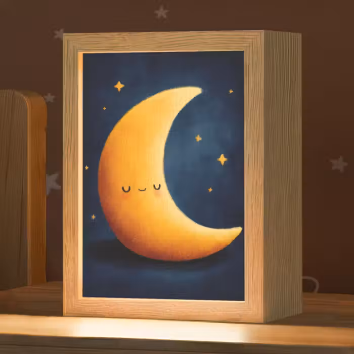 Nachtlampje - Maan - Geel - Sterren - Gezichtje