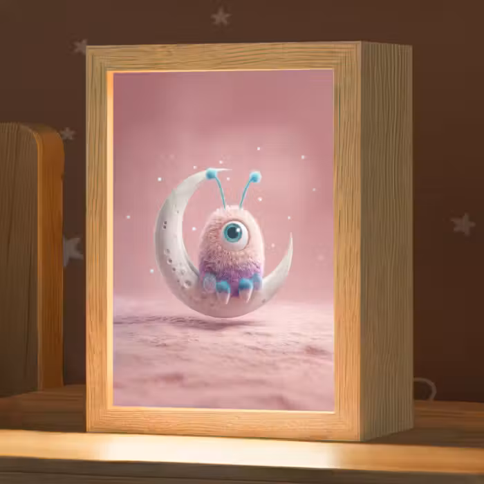 Nachtlampje - Maan - Monster - Roze