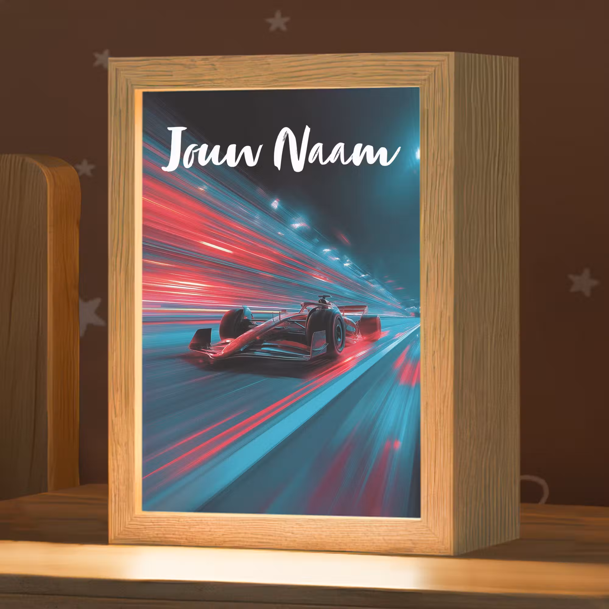 Nachtlampje met naam - Formule 1 - Raceauto - Rood - Neonverlichting