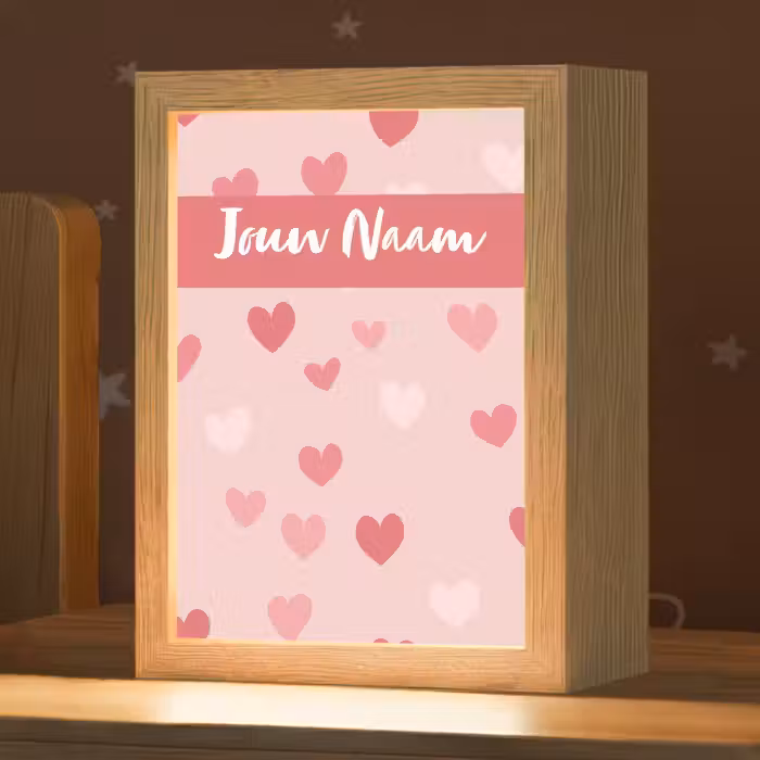 Nachtlampje met naam - Hartjes - Patroon - Roze