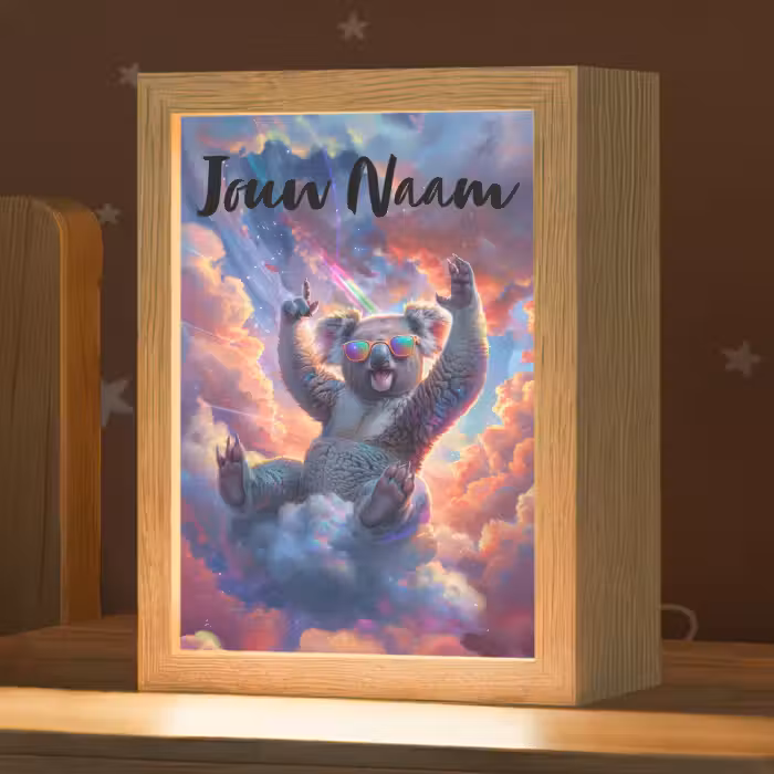Nachtlampje met naam - Koala - Dier - Zonnebril - Wolken