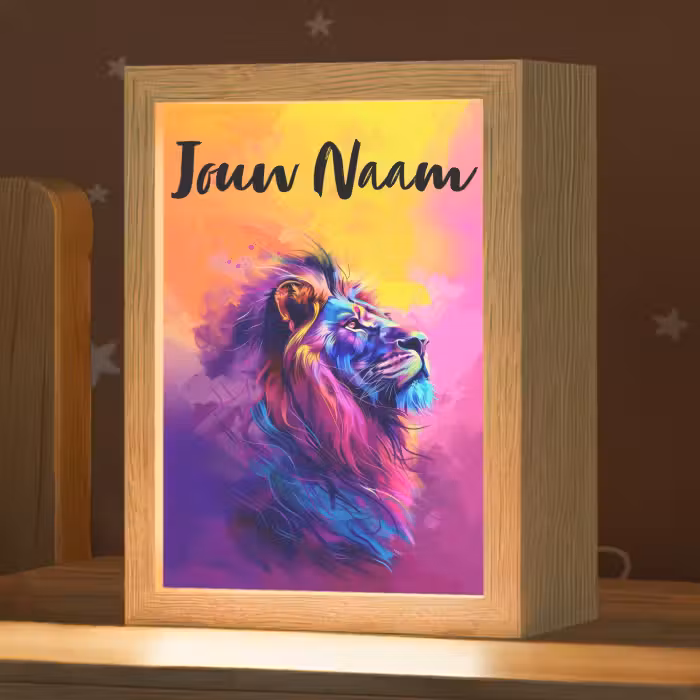 Nachtlampje met naam - Leeuw - Verf- Kleuren - Dier