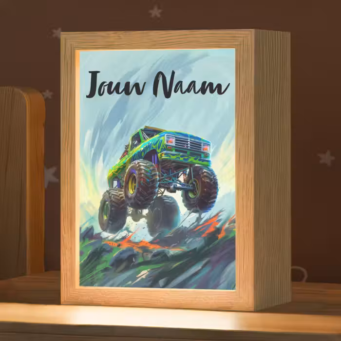Nachtlampje met naam - Monstertruck - Auto - Jongens - Groen