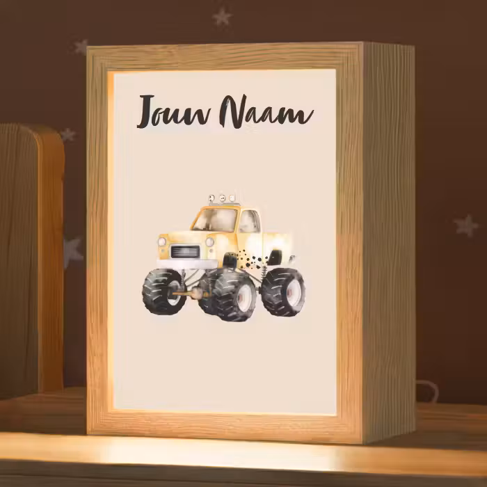 Nachtlampje met naam - Monstertruck - Geel - Minimalistisch
