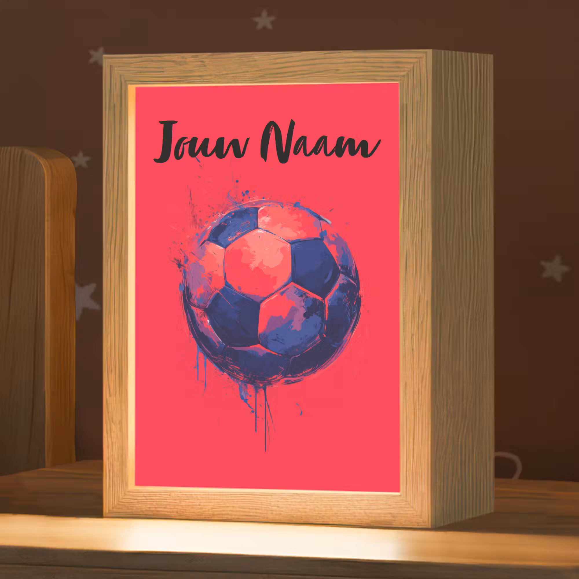 Nachtlampje met naam - Rood - Voetbal - Abstract - Verfspatten