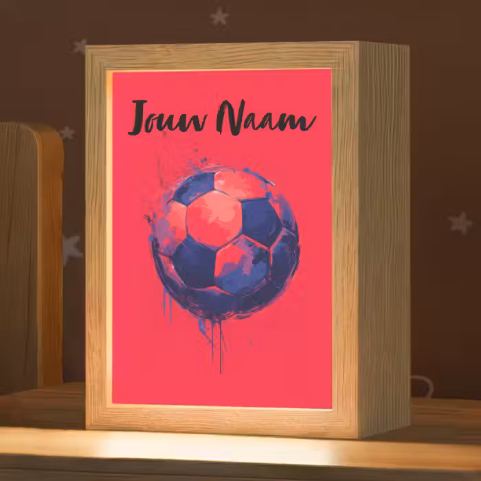 Nachtlampje met naam - Rood - Voetbal - Abstract - Verfspatten