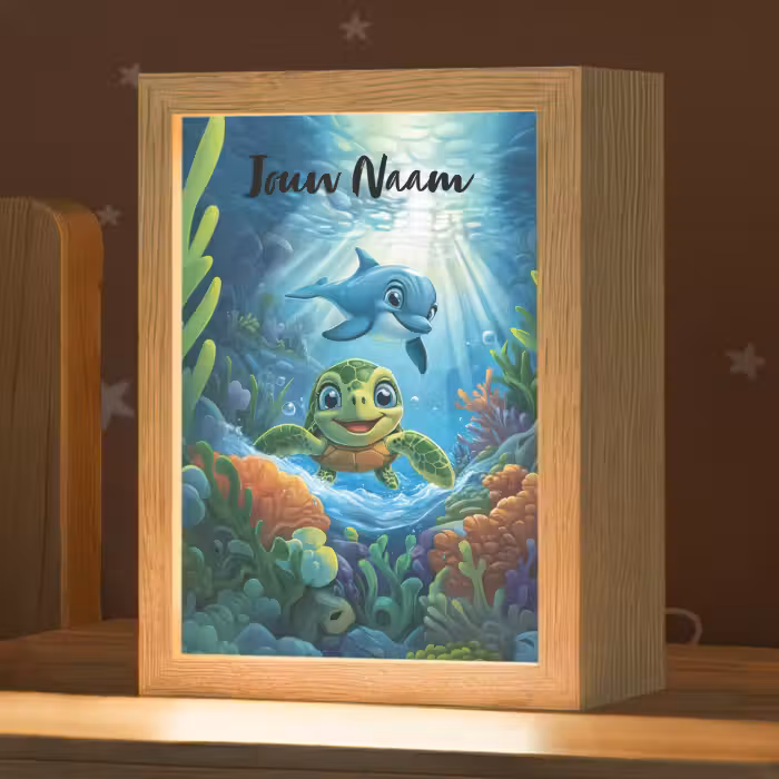 Nachtlampje met naam - Schildpad - Dolfijn - Oceaan