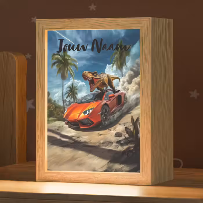 Nachtlampje met naam - Sportauto - Rood - Dino