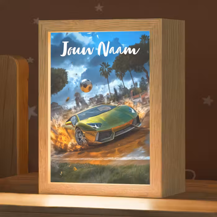 Nachtlampje met naam - Sportwagen - Groen - Voetbal