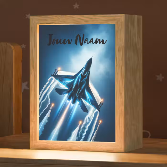 Nachtlampje met naam - Straaljager - Blauw - Jongens