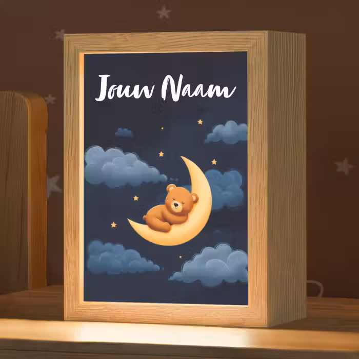 Nachtlampje met naam - Teddybeer - Maan - Wolken - Sterren