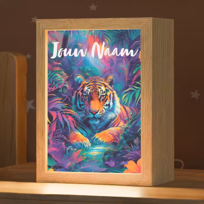 Nachtlampje met naam - Tijger - Dier - Jungle - Kleurrijk
