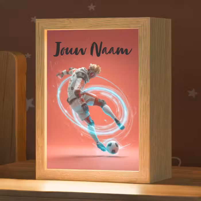 Nachtlampje met naam - Voetbal - Jongen - Rood - Lichtcirkel
