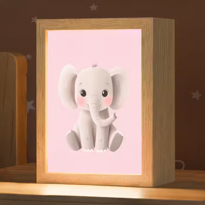 Nachtlampje - Olifant - Baby - Roze - Cartoon