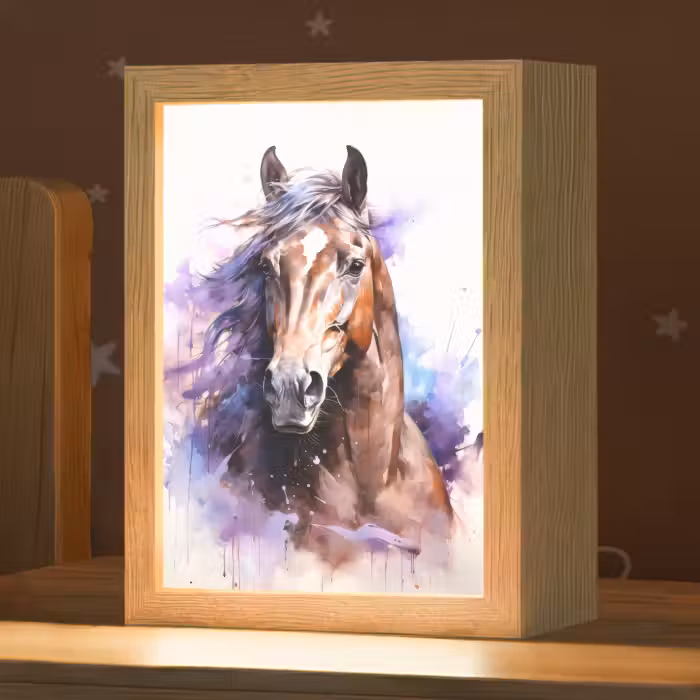 Nachtlampje - Paard - Dieren - Meisjes - Paars - Bruin