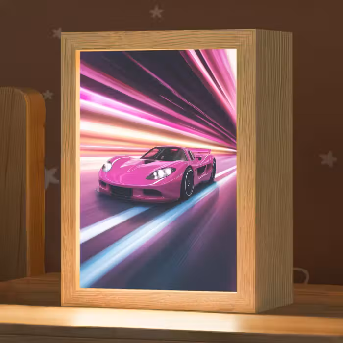 Nachtlampje - Raceauto - Roze - Neon