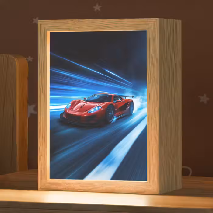 Nachtlampje - Rode raceauto - Blauw - Futuristisch