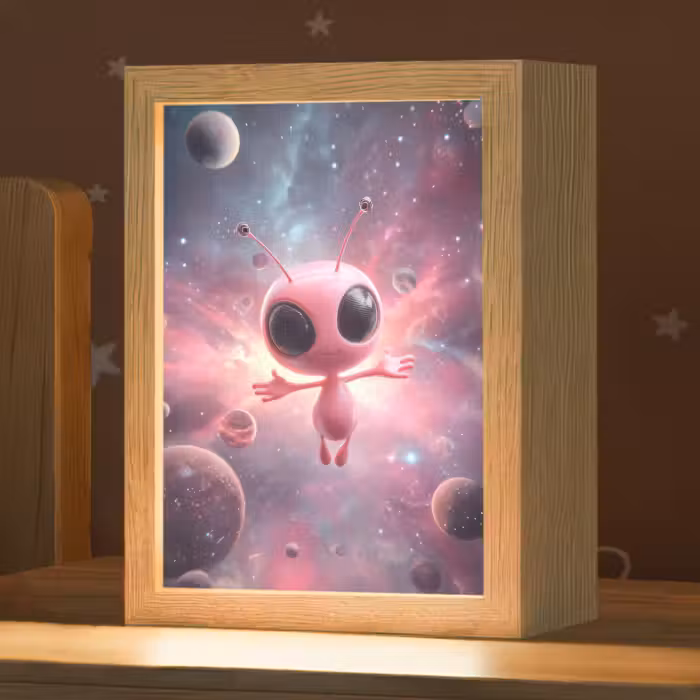 Nachtlampje - Roze - Alien - Planeten - Ruimte
