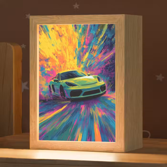 Nachtlampje - Sportauto - Groen - Verfstrepen - Kleuren