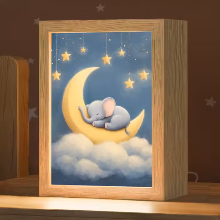 Nachtlampje - Sterren - Olifant - Maan - Wolken