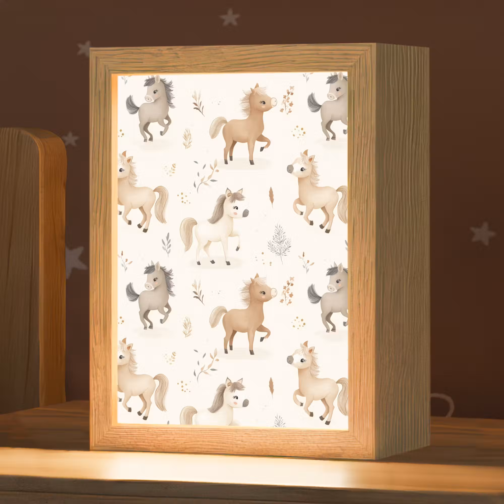 Nachtlampje - Veulens - Paard - Patroon - Beige