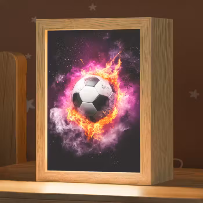 Nachtlampje - Voetbal - Roze - Vuur