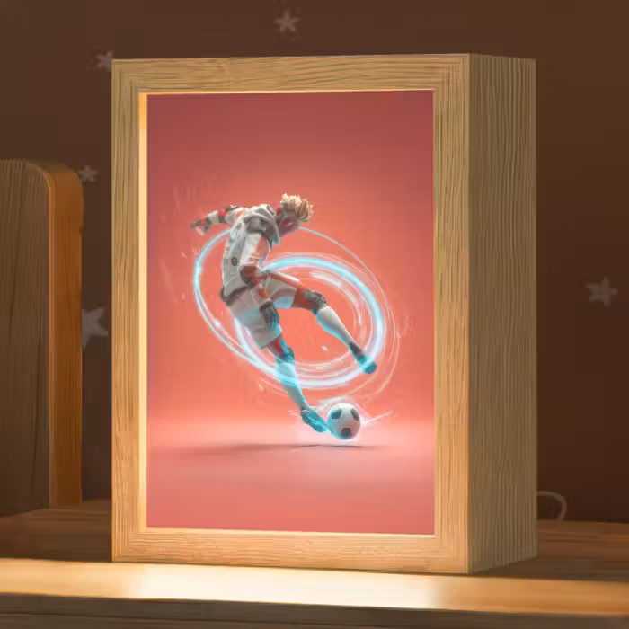 Nachtlampje - Voetballer - Bal - Lichtcirkel - Rood