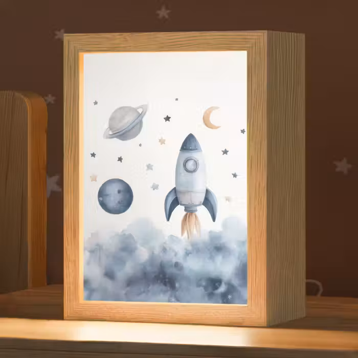 Nachtlampje - Waterverf - Planeten - Sterren - Raket