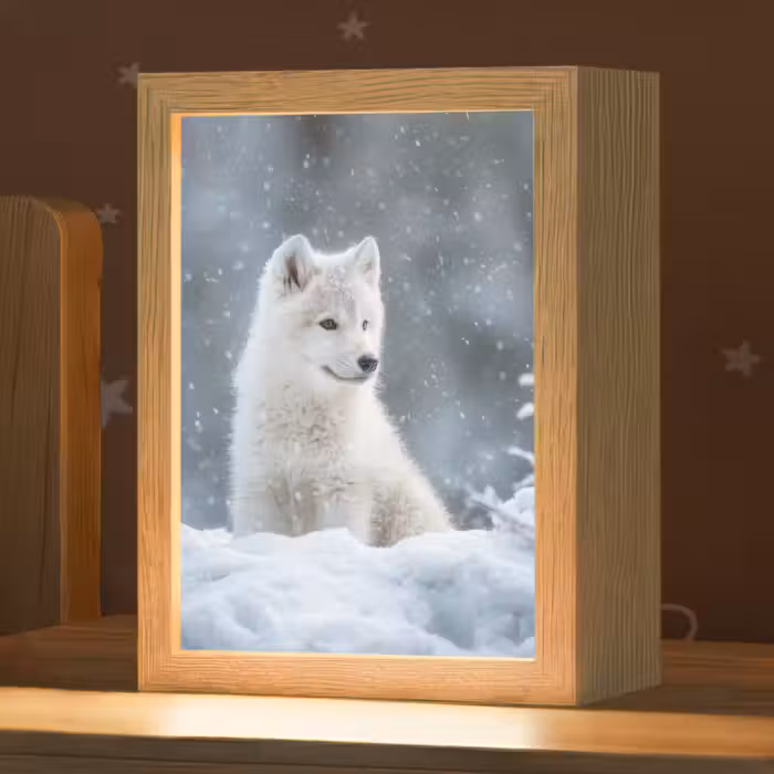 Nachtlampje - Wolf - Pup - Sneeuw