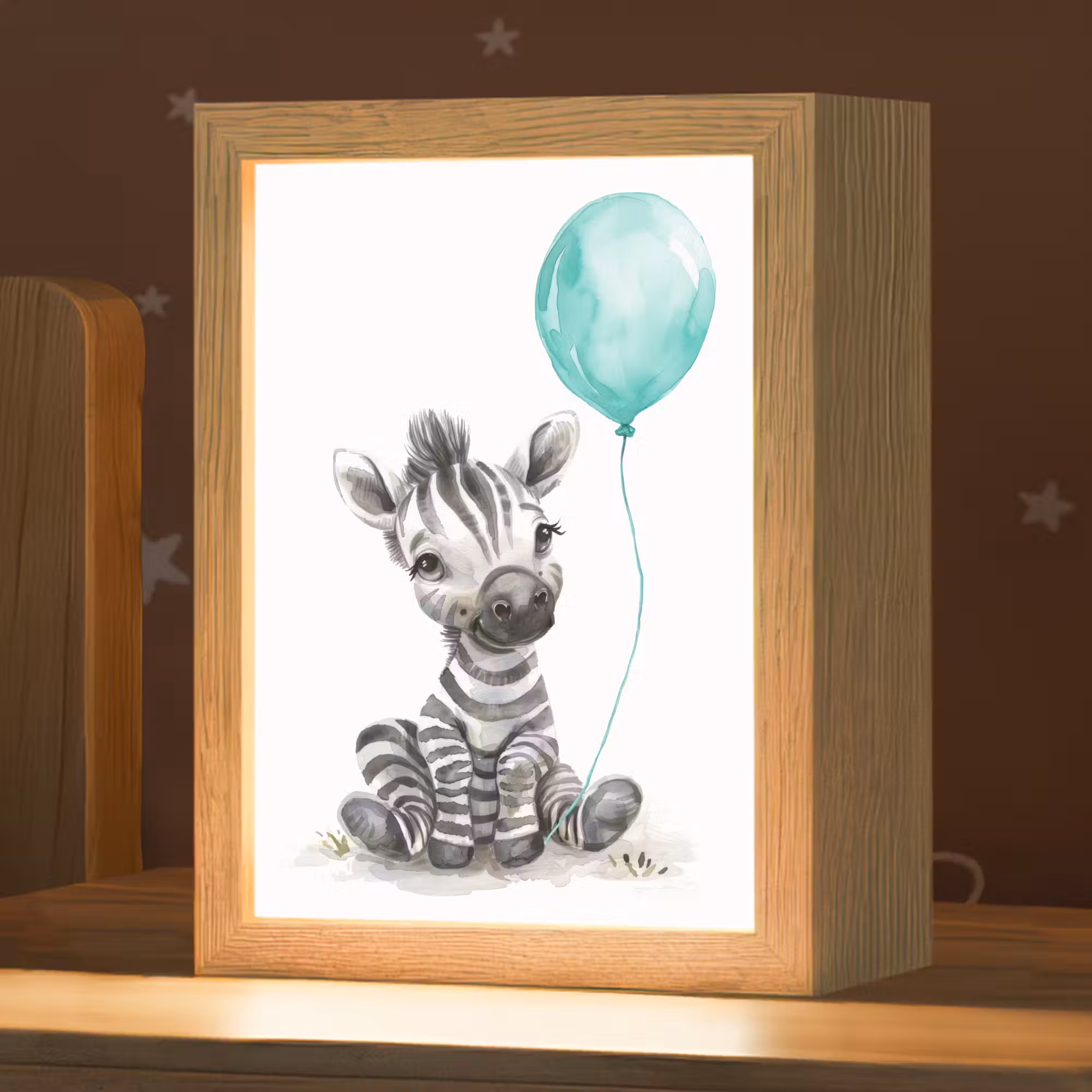 Nachtlampje - Zebra - Baby dier - Blauwe ballon