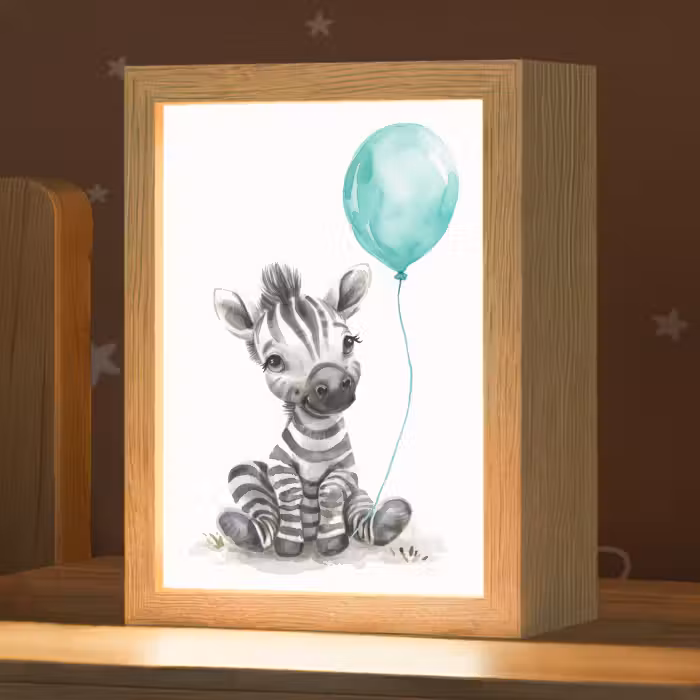 Nachtlampje - Zebra - Baby dier - Blauwe ballon