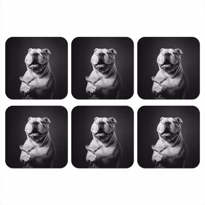 Onderzetter - Buldog - Hond - Glas