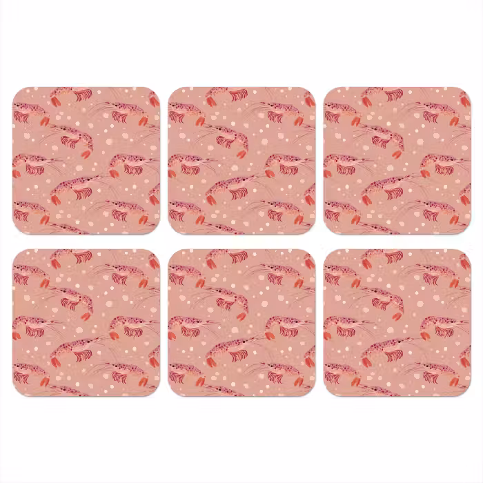 Onderzetter - Garnalen - Stippen - Roze