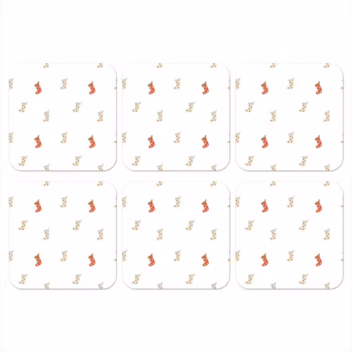Onderzetter - Illustratie - Kerstsokken - Wit