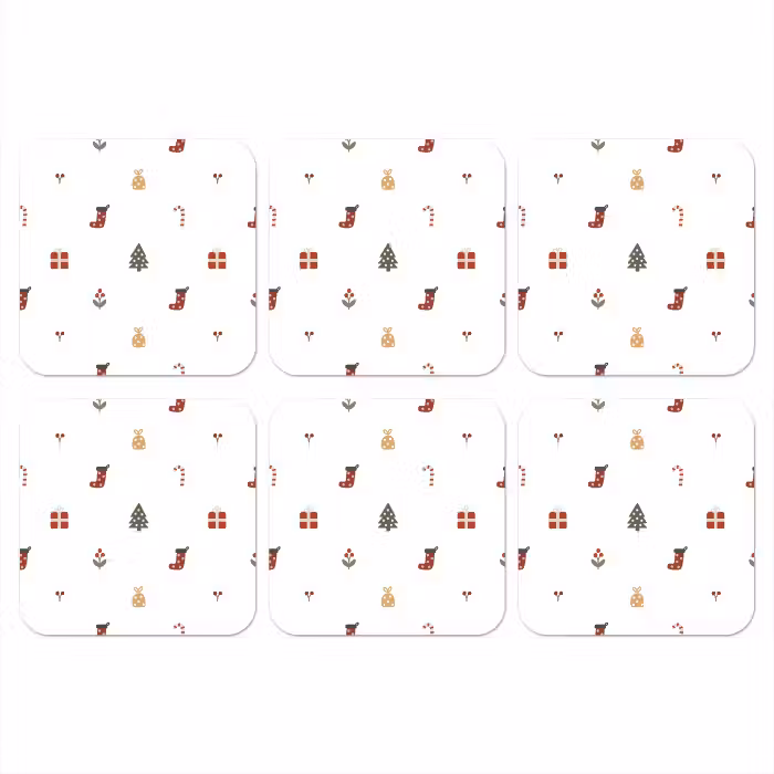 Onderzetter - Illustratie - Kerstsymbolen - Wit