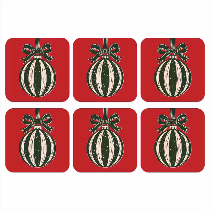 Onderzetter - Kerstbal - Kerst - Rood